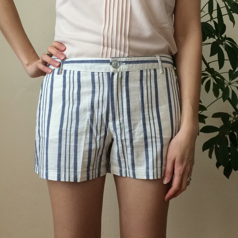 Mango Striped Cotton Shorts